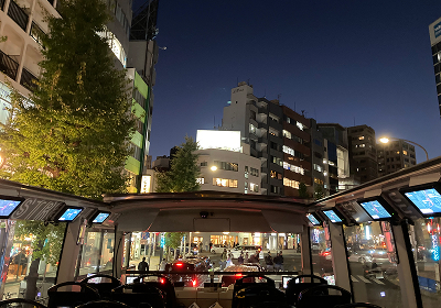 ナイトドライブのバス車内景色